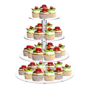 SOQKEEN 4 Tier Acrylic Cupcake Stands for Dessert Table Cupcake Tower for Wedding Birthday Afternoon Tea Theme Party Decoration