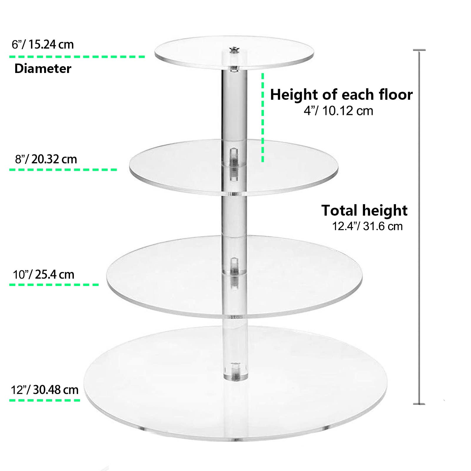 SOQKEEN 4 Tier Acrylic Cupcake Stands for Dessert Table Cupcake Tower for Wedding Birthday Afternoon Tea Theme Party Decoration