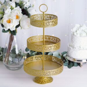 efavormart 23" tall gold 3-tier metal reversible dessert cupcake stand for wedding decoration event
