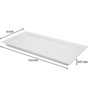 amhomel Serving platter, White Rectangular Serving Plates, Platters for Serving Food, Dessert, Sushi, Vegetable and Cake, Serving Trays for Party, Set of 4, 12.6 Inch