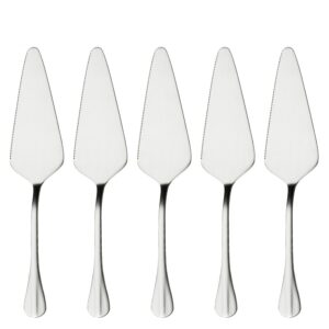 pie server stainless steel, hoften cake pie pastry server set of 5, professional dessert server for cake cheese pie pizza and more, serrated cake knife （8.93inch length)