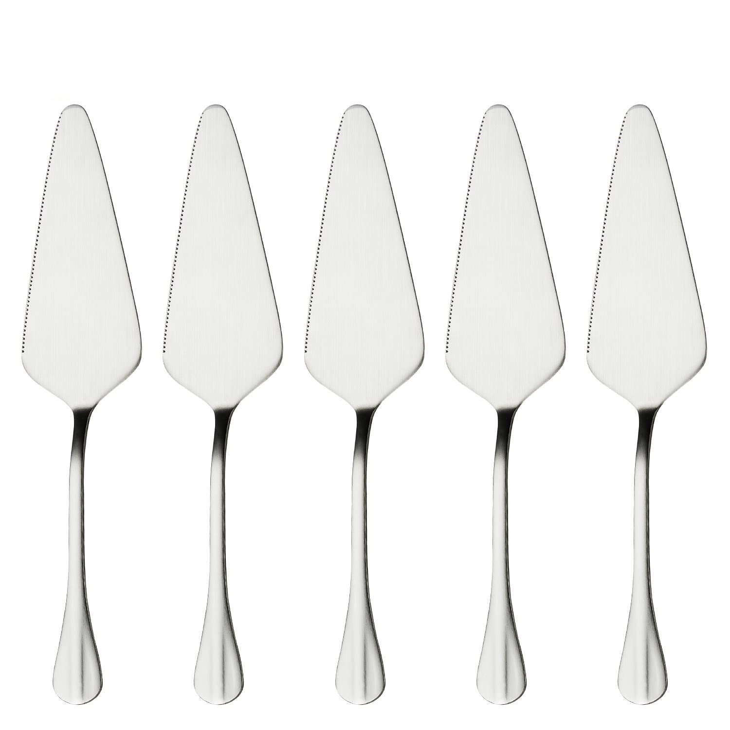 Pie Server Stainless Steel, HOFTEN Cake Pie Pastry Server Set of 5, Professional Dessert Server For Cake Cheese Pie Pizza and more, Serrated Cake Knife （8.93inch Length)