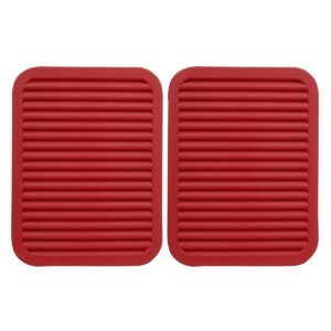 extra large, extra thick rectangular silicone trivet mat set for hot dishes,pots and pans, kitchen hot pads for countertop and table,dishing drying mats, set of 2 (merlot red)