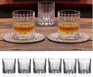 double old fashioned crystal glasses, set of 6 whiskey glasses, perfect for serving scotch, cocktails, or mixed drinks. (new york) pattern
