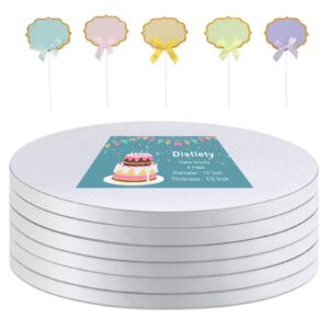 distlety cake boards drum round 6 pack, 1/2" thick 12 inch cake drum, cake decorating supplies white smooth edge for multi-tier birthday wedding party cake drum board
