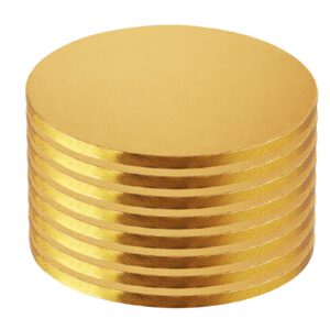 abuff 8 pack 12 inch cake drum gold cake boards round, sturdy 1/2 inch thick cake drums round cake board greaseproof foil plate, disposable birthday cake drums for heavy or multi-tiered cakes