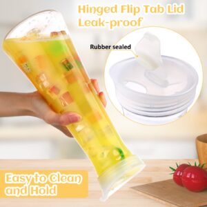 12 Pcs Water Carafe with Flip Tab Lid 34oz Clear Plastic Water Juice Pitcher Heavy Duty Drink Containers Jugs for Fridge for Mimosa Bar, Brunch, Cold Water, Juice, Wine, Milk, Iced Tea, Lemonade