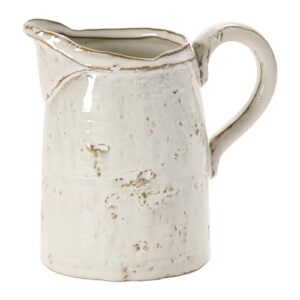 creative co-op 28 oz. stoneware, reactive glaze, white (each one will vary) pitcher, 6.25"