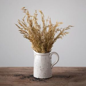 Creative Co-Op 28 oz. Stoneware, Reactive Glaze, White (Each One Will Vary) Pitcher, 6.25"