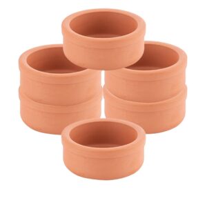 handmade clay pot for cooking set of 6, lead-free terracotta bowls, mexican, indian, turkish, and korean cookware, glazed earthenware dinnerware suitable for microwave and oven-cooking, 4.9 in