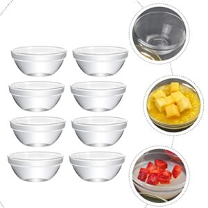 UPKOCH Round Dessert Dishes 8pcs Stacked Glass Bowls Pudding Bowls Glass Ramekins Bowls Mini Glass Bowls for Kitchen Prep Dessert Dips and Candy Dishes Nut Bowls Clear Round Side Dishes