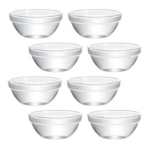 upkoch round dessert dishes 8pcs stacked glass bowls pudding bowls glass ramekins bowls mini glass bowls for kitchen prep dessert dips and candy dishes nut bowls clear round side dishes