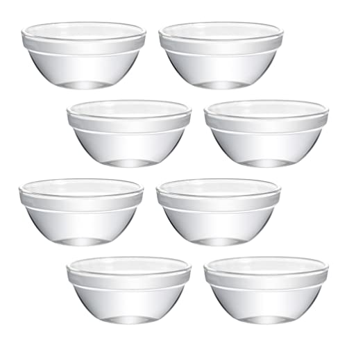 UPKOCH Round Dessert Dishes 8pcs Stacked Glass Bowls Pudding Bowls Glass Ramekins Bowls Mini Glass Bowls for Kitchen Prep Dessert Dips and Candy Dishes Nut Bowls Clear Round Side Dishes