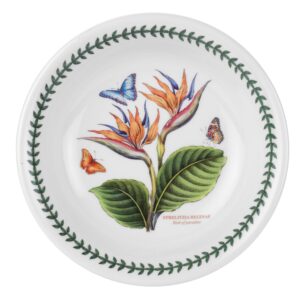 portmeirion exotic botanic garden 8.5 inch pasta bowl with bird of paradise motif | dishwasher, microwave, and oven safe | for pasta, soups, and salads | made in england