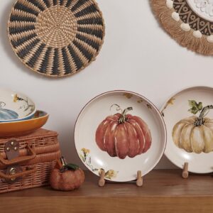 Bico Pumpkin Feast Ceramic 35oz Dinner Bowls, Set of 4, for Pasta, Salad, Cereal, Soup & Microwave & Dishwasher Safe