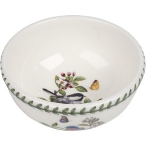 portmeirion botanic garden birds fruit bowl | 5.5 inch dessert bowl with chickadee motif made of fine earthenware | dishwasher and microwave safe | made in england
