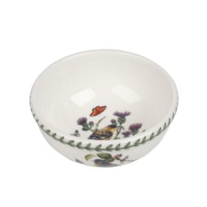 Portmeirion Botanic Garden Birds Fruit Bowl | 5.5 Inch Dessert Bowl with Chickadee Motif made of Fine Earthenware | Dishwasher and Microwave Safe | Made in England