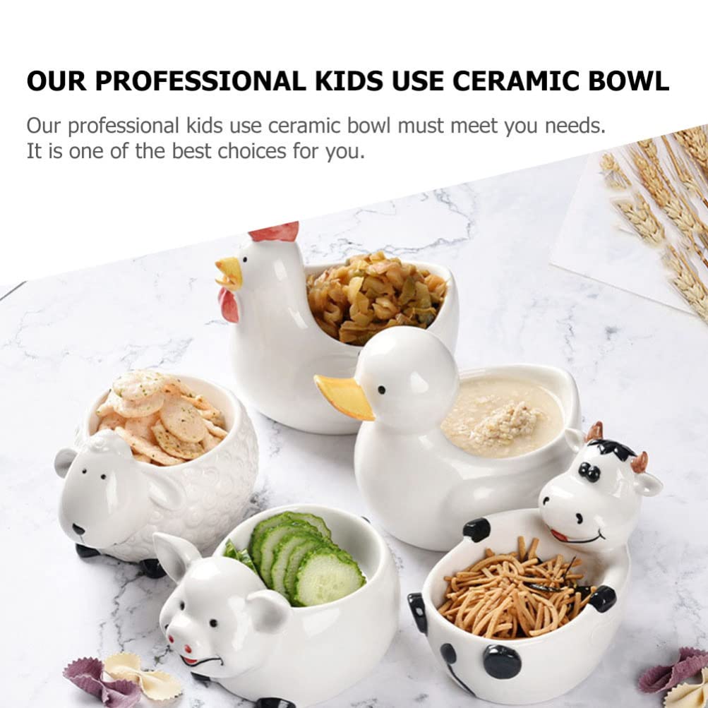 YARNOW Ceramic Animal Shape Bowl, 1 Pcs Cute Ceramic Bowl with Chicken Shaped, Reusable Creative Salad Bowl for Home Kitchen Restaurant (5. 5 x 3. 7 Inch Calf)