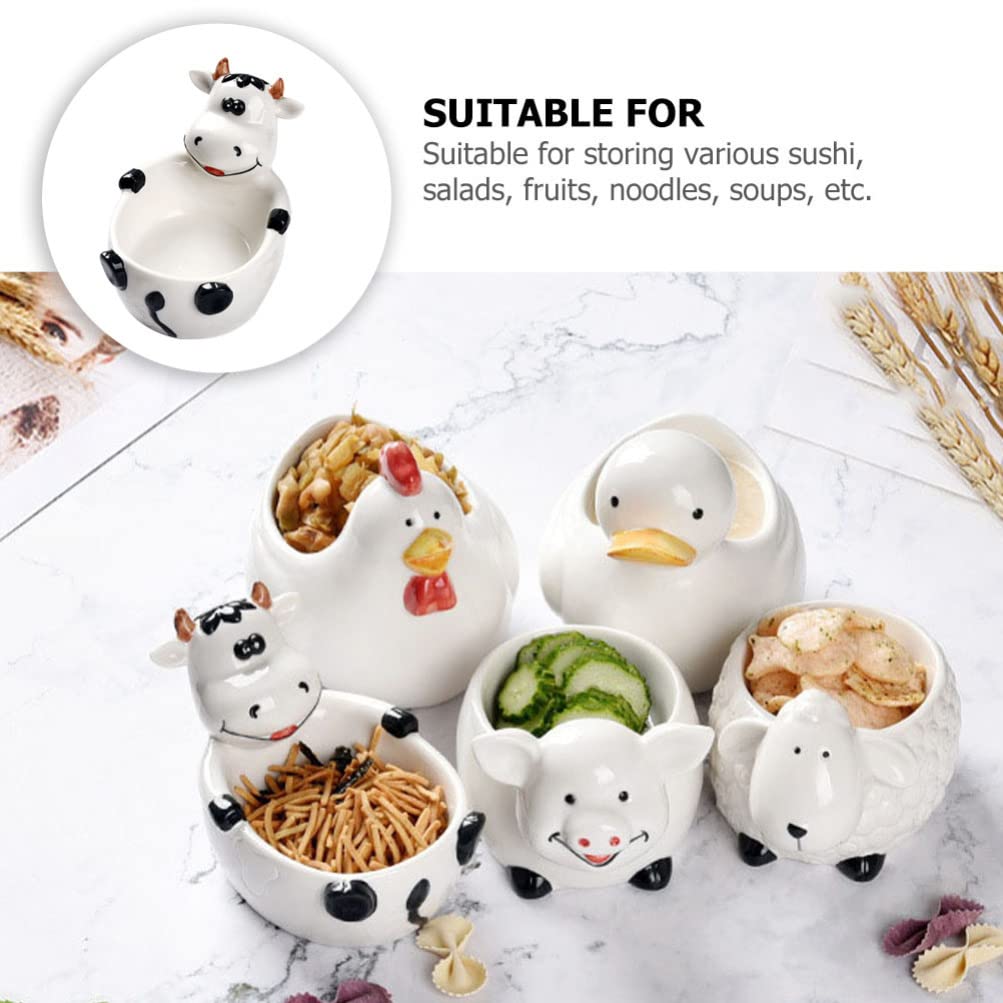 YARNOW Ceramic Animal Shape Bowl, 1 Pcs Cute Ceramic Bowl with Chicken Shaped, Reusable Creative Salad Bowl for Home Kitchen Restaurant (5. 5 x 3. 7 Inch Calf)