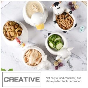 YARNOW Ceramic Animal Shape Bowl, 1 Pcs Cute Ceramic Bowl with Chicken Shaped, Reusable Creative Salad Bowl for Home Kitchen Restaurant (5. 5 x 3. 7 Inch Calf)