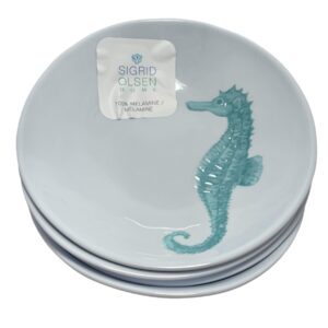 Sigrid Olsen Home Seahorse Bowl Set 4 Pieces Blue Green Turquoise 100 Percent Melamine Ocean Nautical, Blue, Green, Turquoise