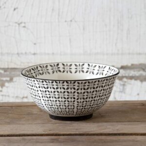 park hill collection eaw00132 norden pattern soup bowl, 6-inch diameter, ceramic, black and ivory