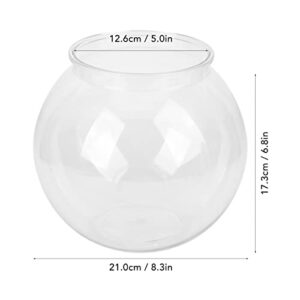 Zerodis Heavy Duty Plastic Round Fish Bowl Style Break Proof Multipurpose Small Round Fish for Desk Bookcase Decorations (L)