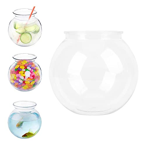 Zerodis Heavy Duty Plastic Round Fish Bowl Style Break Proof Multipurpose Small Round Fish for Desk Bookcase Decorations (L)