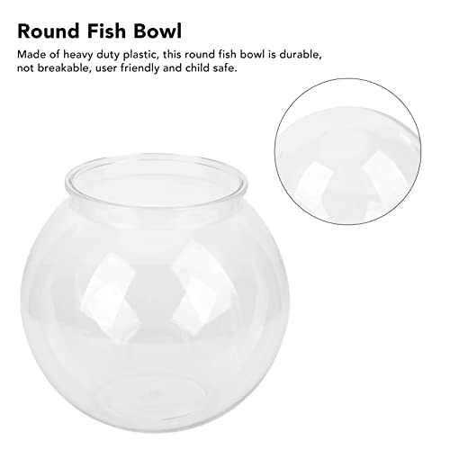 Zerodis Heavy Duty Plastic Round Fish Bowl Style Break Proof Multipurpose Small Round Fish for Desk Bookcase Decorations (L)