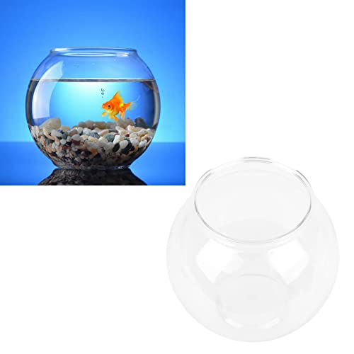 Zerodis Heavy Duty Plastic Round Fish Bowl Style Break Proof Multipurpose Small Round Fish for Desk Bookcase Decorations (L)