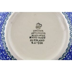 Authentic Polish Pottery 7½-inch Batter Bowl made by Ceramika Artystyczna (Blue Pansy Theme) + Certificate of Authenticity