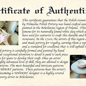 Authentic Polish Pottery 7½-inch Batter Bowl made by Ceramika Artystyczna (Blue Pansy Theme) + Certificate of Authenticity