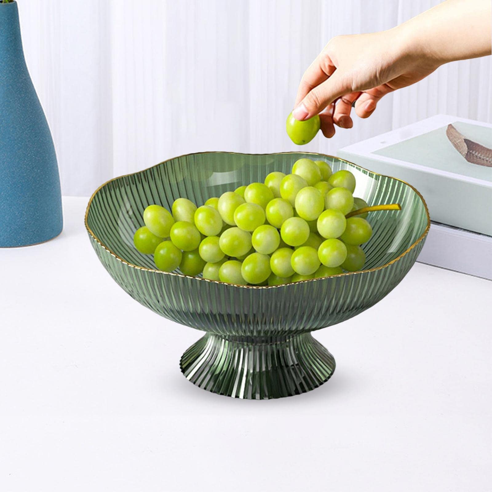 WeiLaiKeQi Fruit Bowls Fruit Plate,Centerpiece Footed Bowl for Decoration Fruit Decorative Bowl Candy Dish Candy Bowl Kitchen Table Home Decor, Green