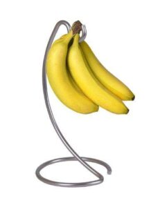 homeries banana hanger modern banana holder tree stand hook for kitchen countertop, kitchen accessories, satin nickel banana stand