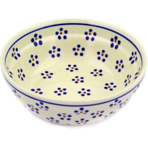 polish pottery 6½-inch bowl (daisy dots theme) + certificate of authenticity