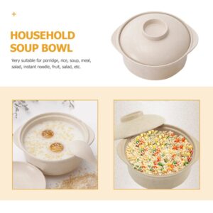 Hemoton Noodle Bowl Miso Soup Bowls Microwave Noodle Bowls with Lid Large Wheat Straw Soup Mug for Soup, Noodle, Ramen Ramen Bowl Wheat Straw Fiber Bowl