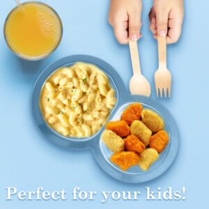 Plastic Double Bowls for Kids, BPA Free Toddler Children Adults Cereal Soup Snack Salad Pasta Bowl Microwave Dishwasher Safe Unbreakable Ecofriendly Stackable Divided Dish (2)