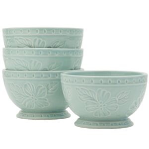 fitz and floyd fitz & floyd english garden soup cereal bowl, blue, set of 4