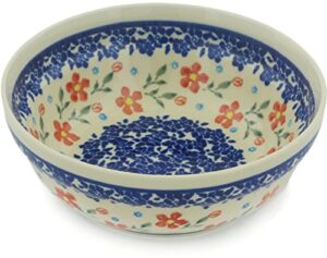 polish pottery 6½-inch bowl (country garden theme) + certificate of authenticity