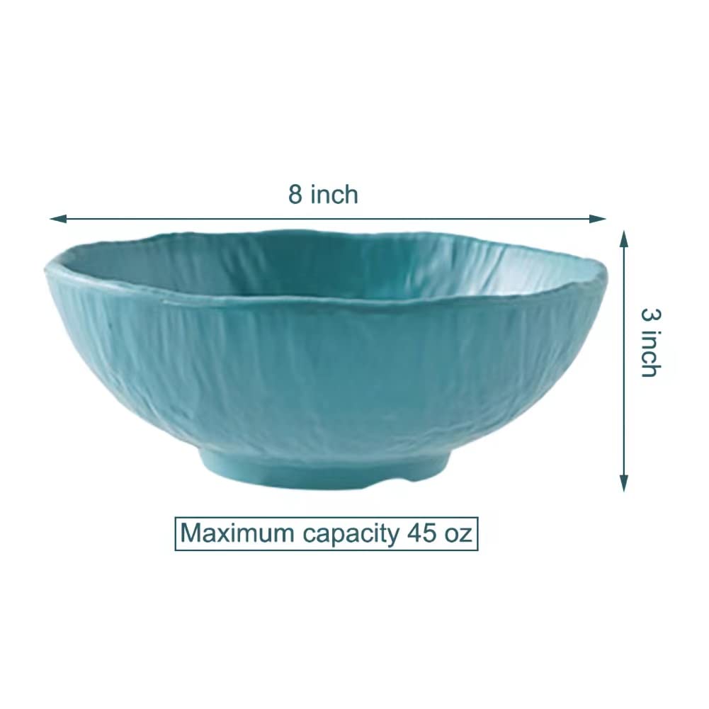 Xunyou Salad Bowl Fruit Bowl, 8" large Irregular Decorative Bowl for Pasta Ramen Pho Soup Noodle Cereal, 45 oz Unbreakable Melamine Serving Bowls for Kitchen, Dishwasher Safe & BPA free,1 pc (Blue)