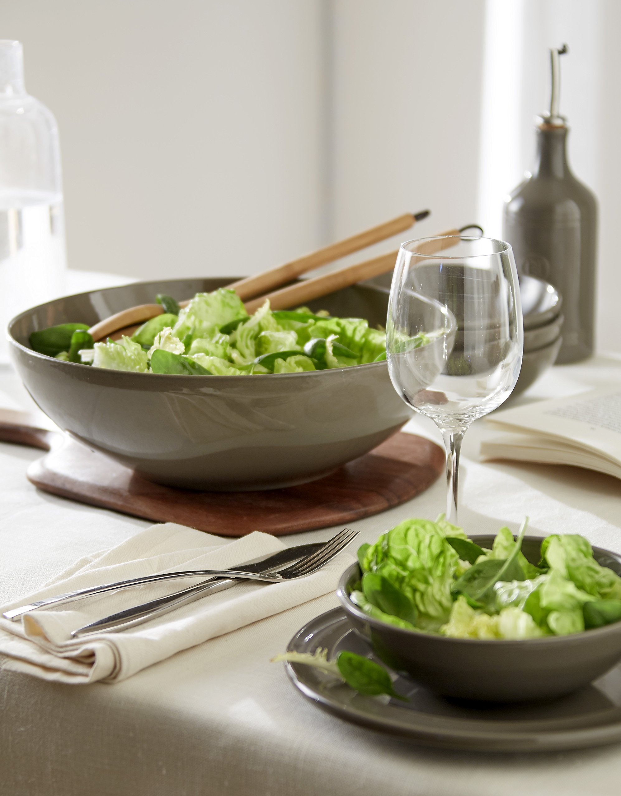 Emile Henry 8.5" x 2.75" Small Salad Bowl | Flour, Red