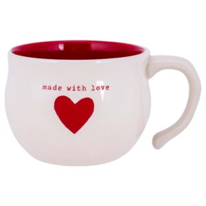 demdaco made with love red heart white 24 ounce stoneware decorative soup bowl