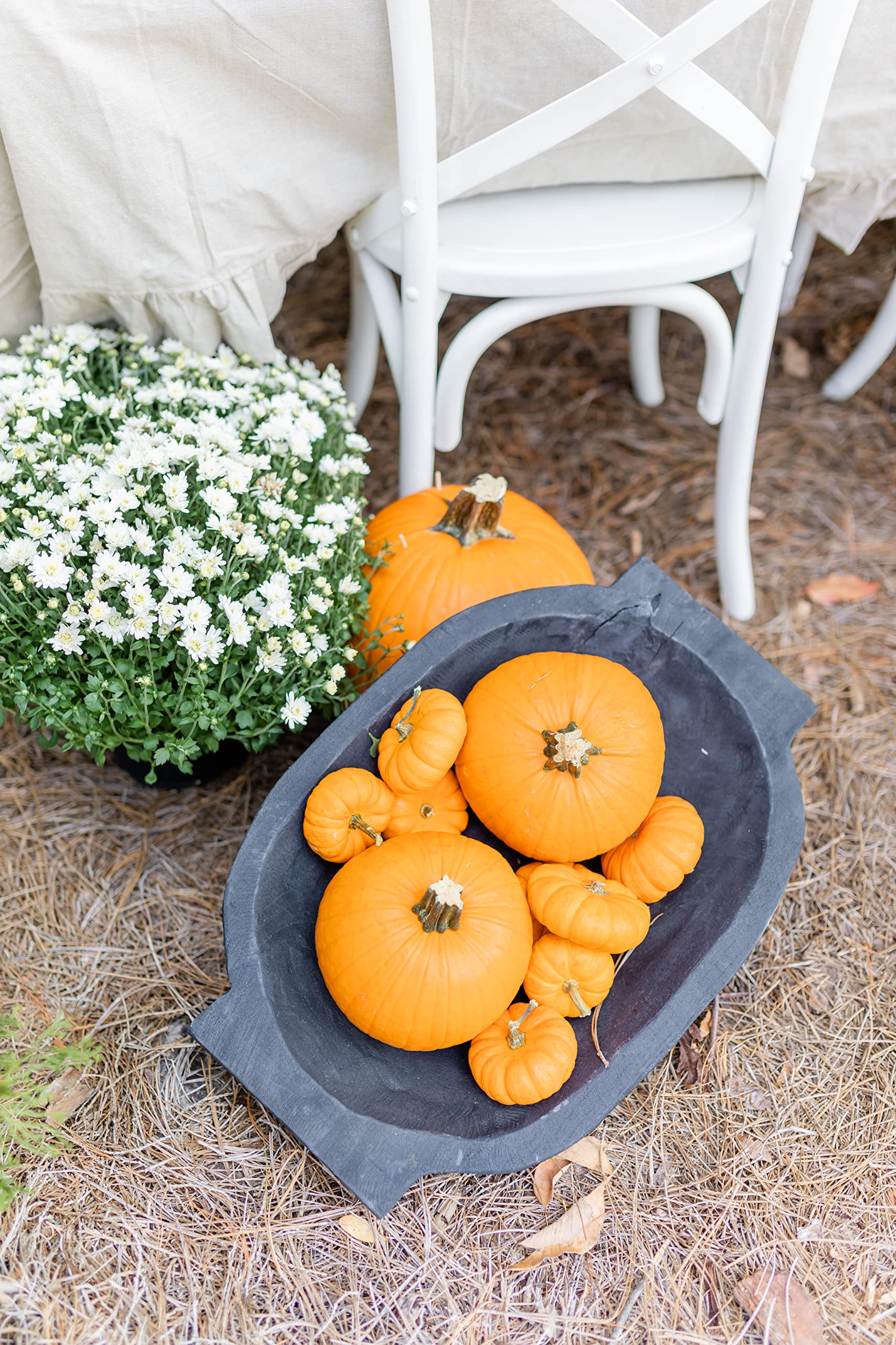 Mud Pie Oval Dough Bowl Set, Black, small 12" x 17" | large 14 1/2" x 21"