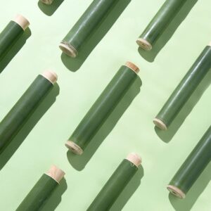 WellieSTR (Outer Dia.3~3.5cm 10Sets Fresh Handmade Natural Mini Bamboo Wrapped Sticky Rice Steamer,Chinese Snack Tool, Banboo Tubes,Zongzi ZhuTongFan