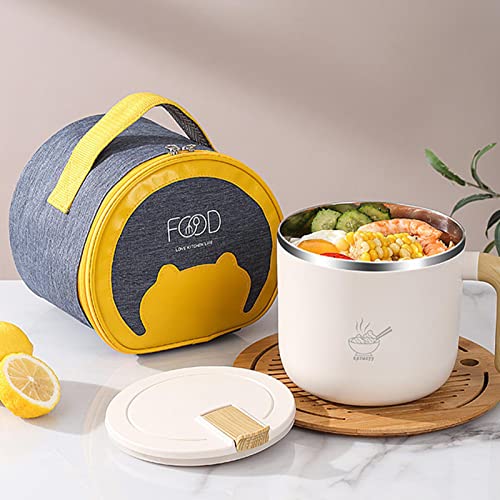 huuGY Soup Mug with Lid - Large Capacity Ramen Bowl with Lid Handle, Speedy Ramen Cooker In Minutes - Rame Bowls with Heat Preservation Handle for Soup and Instant Noodles Kitchen Tableware