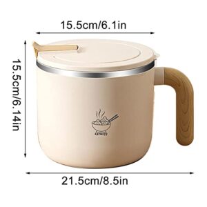 huuGY Soup Mug with Lid - Large Capacity Ramen Bowl with Lid Handle, Speedy Ramen Cooker In Minutes - Rame Bowls with Heat Preservation Handle for Soup and Instant Noodles Kitchen Tableware