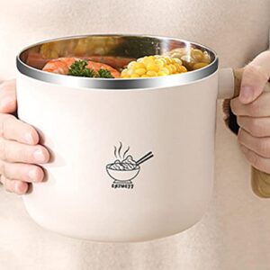 huuGY Soup Mug with Lid - Large Capacity Ramen Bowl with Lid Handle, Speedy Ramen Cooker In Minutes - Rame Bowls with Heat Preservation Handle for Soup and Instant Noodles Kitchen Tableware