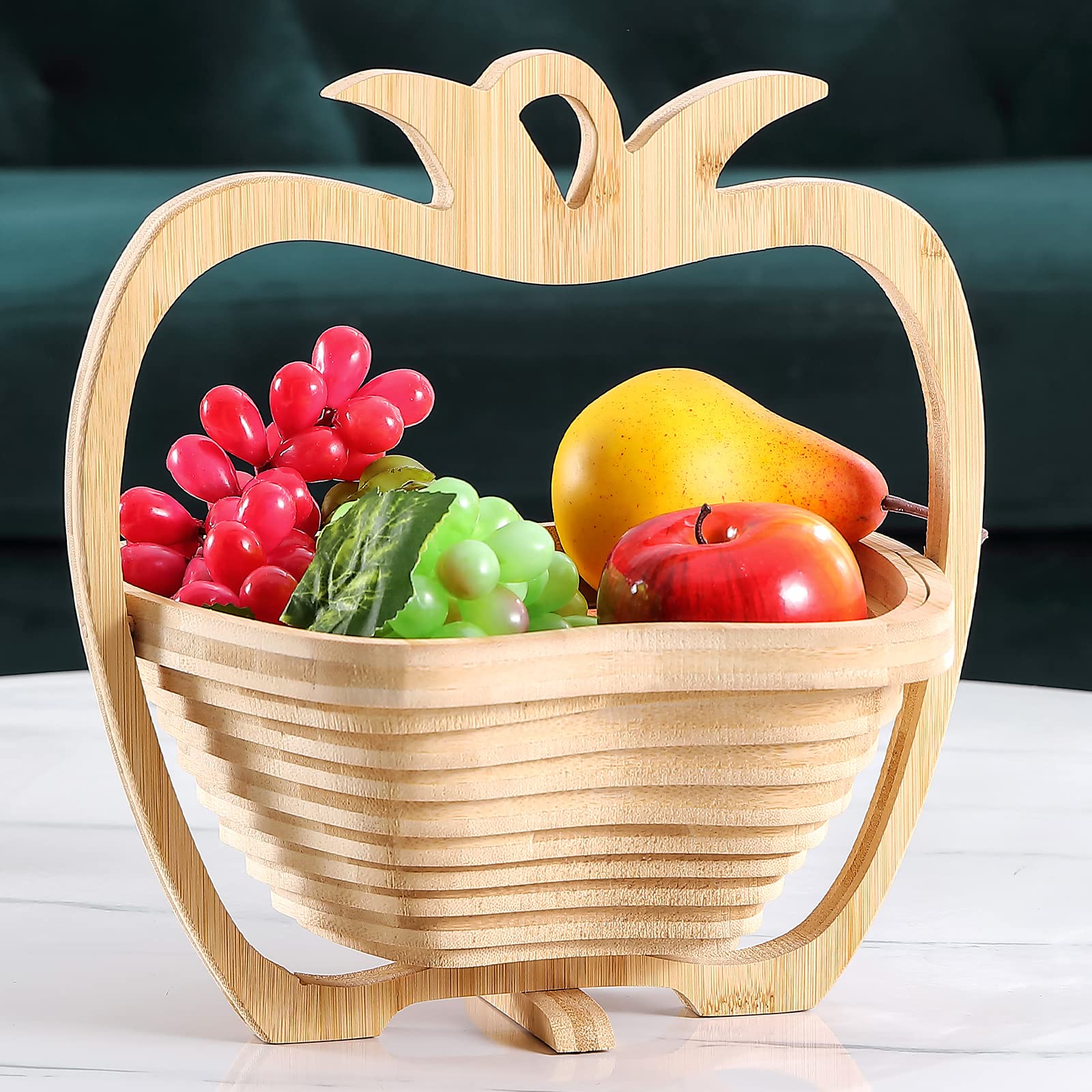 ZJX0769 Pineapple Fruit Foldable Basket in Healthy & Reusable Wooden Tray Gourmet Fruit Box Best Gift for Holiday Kitchen Party