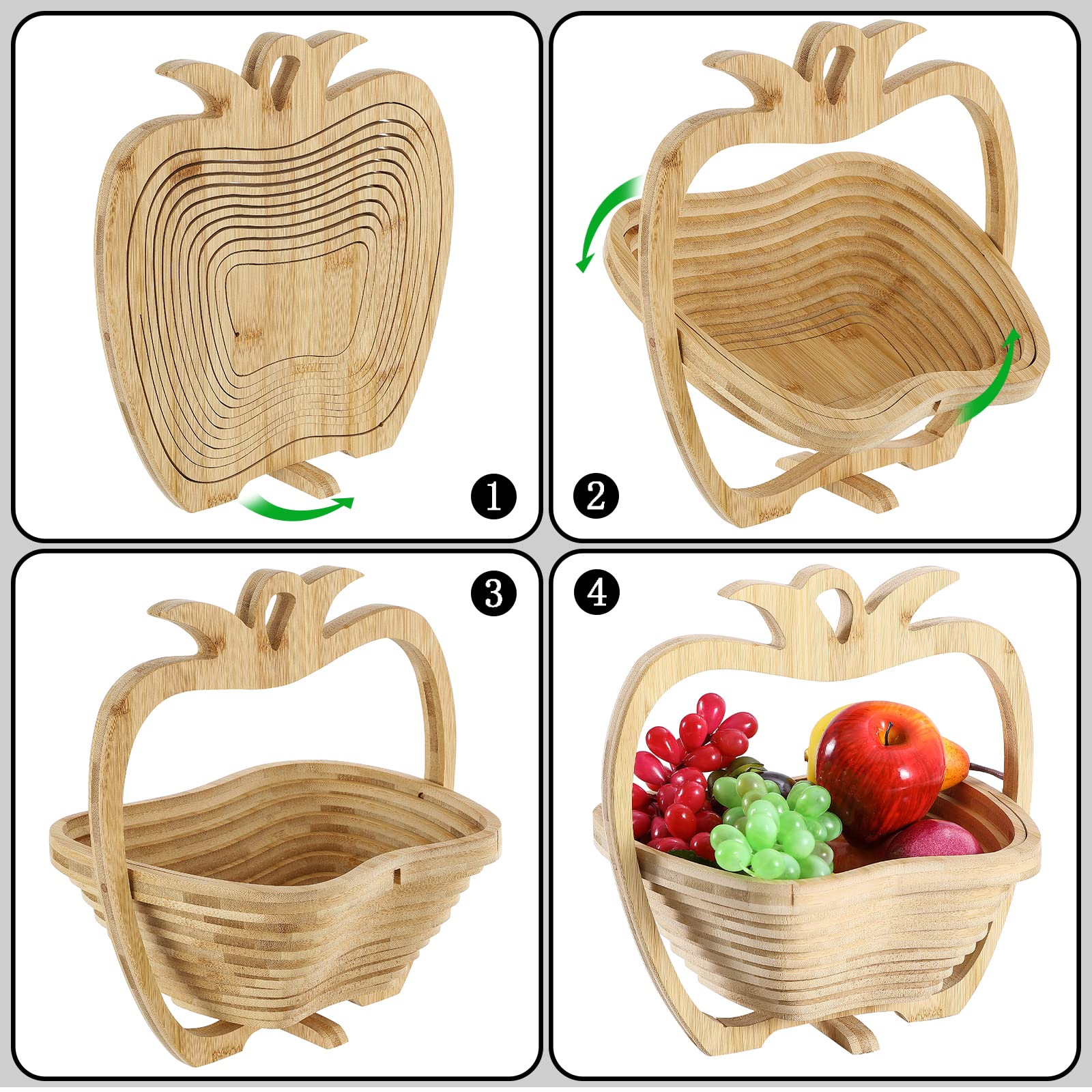 ZJX0769 Pineapple Fruit Foldable Basket in Healthy & Reusable Wooden Tray Gourmet Fruit Box Best Gift for Holiday Kitchen Party