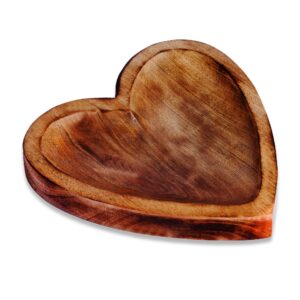 sundershala wooden serving tray plate - heart shape - best romantic idea for everyone you love - unique and handmade wedding serving tray plate for snack(8"x8"x1.5") set of 1
